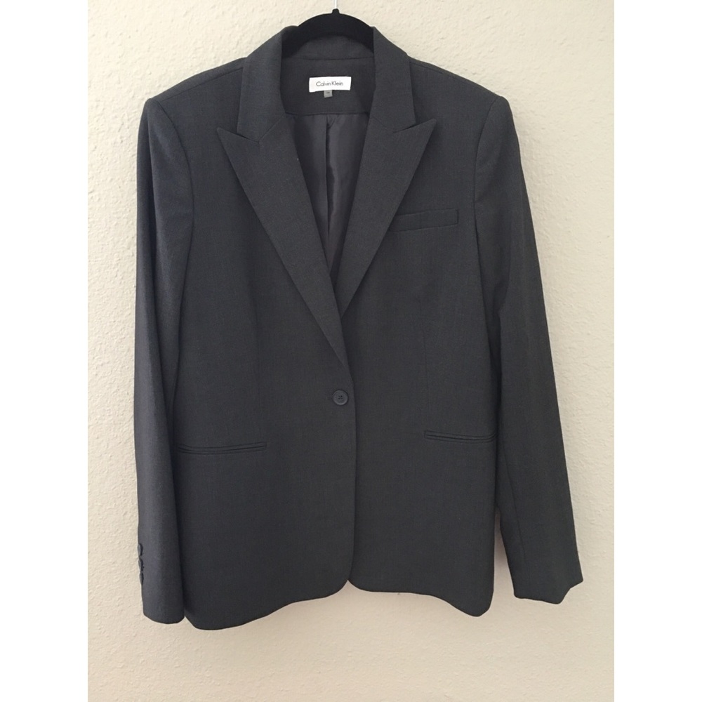 CALVIN KLEIN Charcoal Blazer Womens Size 14